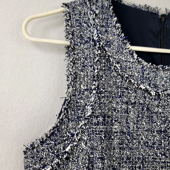 Michael Michael Kors Tweed Sleeveless Sheath Dress Blue White Zipper Size 4 - Picture 6 of 8